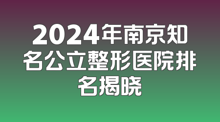 2024年南京知名公立整形医院排名揭晓
