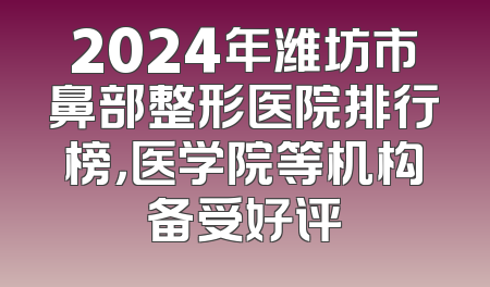 2024年潍坊市鼻部整形医院排行榜，医学院等机构备受好评