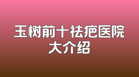 玉树前十祛疤医院大介绍