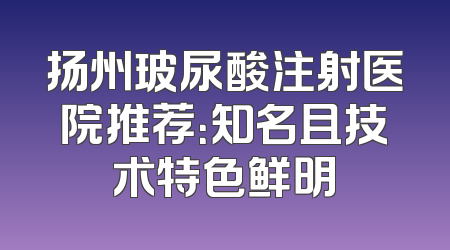 扬州玻尿酸注射医院推荐：知名且技术特色鲜明