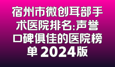 宿州市微创耳部手术医院排名：声誉口碑俱佳的医院榜单 2024版