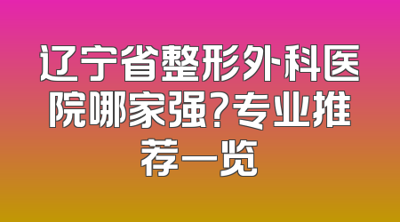 辽宁省整形外科医院哪家强？专业推荐一览