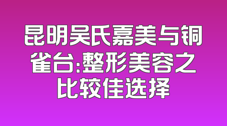 昆明吴氏嘉美与铜雀台：整形美容之比较佳选择