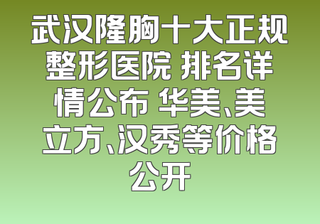 武汉隆胸十大正规整形医院 排名详情公布 华美、美立方、汉秀等价格公开