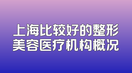 上海比较好的整形美容医疗机构概况