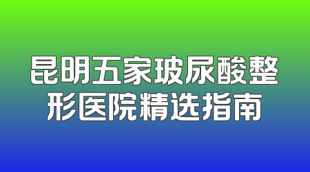 昆明五家玻尿酸整形医院精选指南