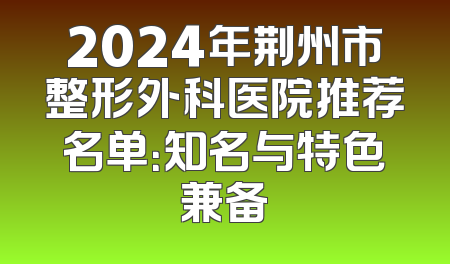 2024年荆州市整形外科医院推荐名单：知名与特色兼备