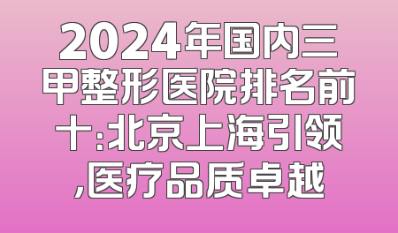 2024年国内三甲整形医院排名前十：北京上海引领，医疗品质卓越