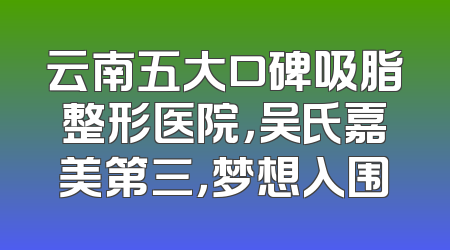 云南五大口碑吸脂整形医院，吴氏嘉美第三，梦想入围