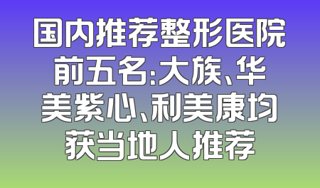 国内推荐整形医院前五名：大族、华美紫心、利美康均获当地人推荐