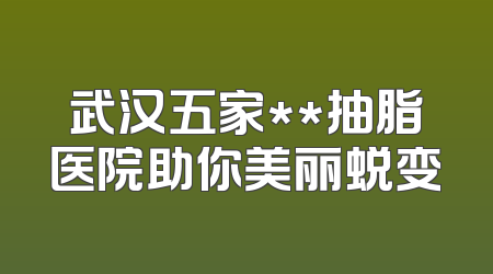武汉五家**抽脂医院助你美丽蜕变