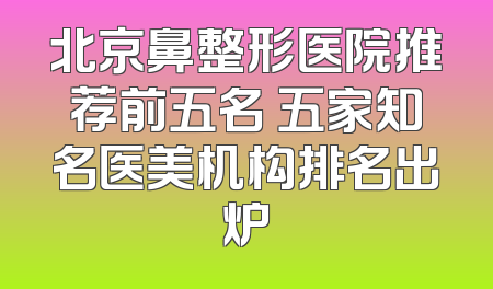 北京鼻整形医院推荐前五名 五家知名医美机构排名出炉
