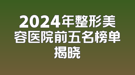 2024年整形美容医院前五名榜单揭晓