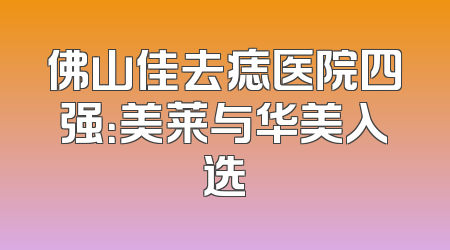 佛山佳去痣医院四强：美莱与华美入选