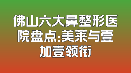 佛山六大鼻整形医院盘点：美莱与壹加壹领衔