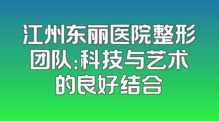 江州东丽医院整形团队：科技与艺术的良好结合