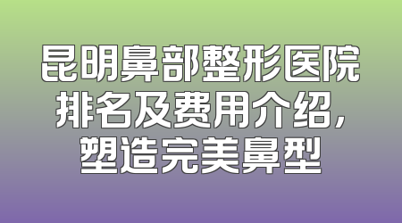 昆明鼻部整形医院排名及费用介绍，塑造完美鼻型