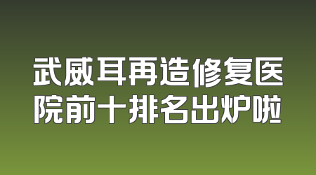 武威耳再造修复医院前十排名出炉啦