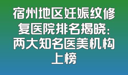 宿州地区妊娠纹修复医院排名揭晓：两大知名医美机构上榜