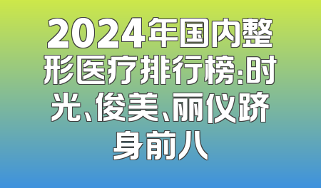 2024年国内整形医疗排行榜：时光、俊美、丽仪跻身前八
