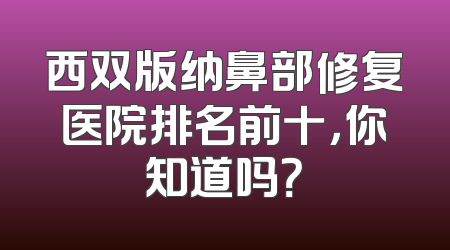 西双版纳鼻部修复医院排名前十，你知道吗？
