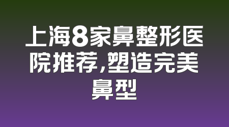 上海8家鼻整形医院推荐，塑造完美鼻型