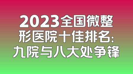 2023全国微整形医院十佳排名：九院与八大处争锋