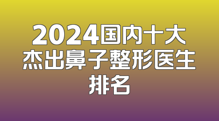 2024国内十大杰出鼻子整形医生排名