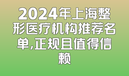 2024年上海整形医疗机构推荐名单，正规且值得信赖