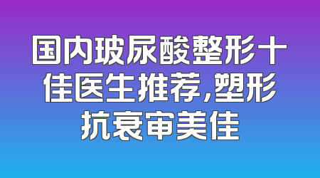 国内玻尿酸整形十佳医生推荐，塑形抗衰审美佳