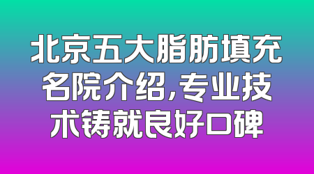 北京五大脂肪填充名院介绍，专业技术铸就良好口碑