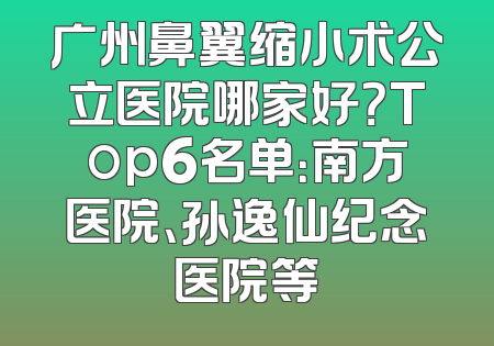 广州鼻翼缩小术公立医院哪家好？Top6名单：南方医院、孙逸仙纪念医院等