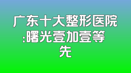 广东十大整形医院：曙光壹加壹等領先