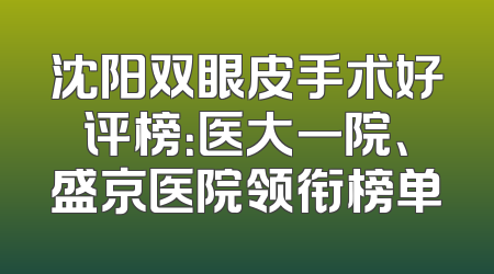 沈阳双眼皮手术好评榜：医大一院、盛京医院领衔榜单