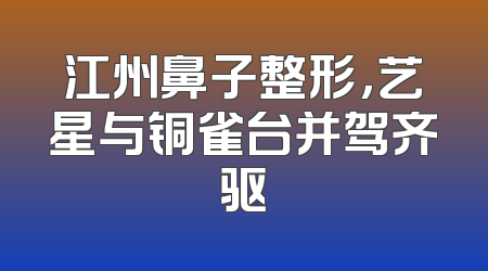 江州鼻子整形，艺星与铜雀台并驾齐驱