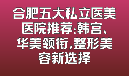 合肥五大私立医美医院推荐：韩宫、华美领衔，整形美容新选择