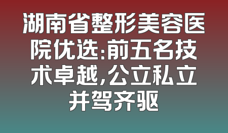 湖南省整形美容医院优选：前五名技术卓越，公立私立并驾齐驱