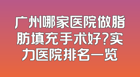 广州哪家医院做脂肪填充手术好？实力医院排名一览
