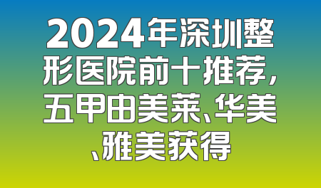 2024年深圳整形医院前十推荐，五甲由美莱、华美、雅美获得