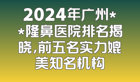 2024年广州**隆鼻医院排名揭晓，前五名实力媲美知名机构