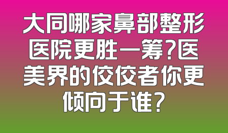 大同哪家鼻部整形医院更胜一筹？医美界的佼佼者你更倾向于谁？