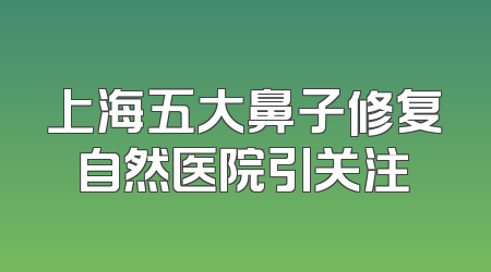 上海五大鼻子修复自然医院引关注