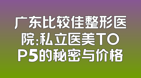 广东比较佳整形医院：私立医美TOP5的秘密与价格