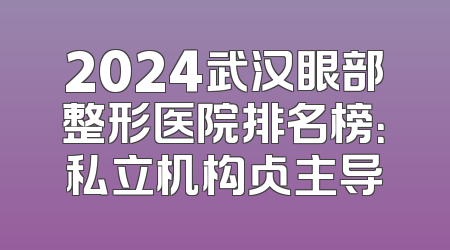 2024武汉眼部整形医院排名榜：私立机构占主导