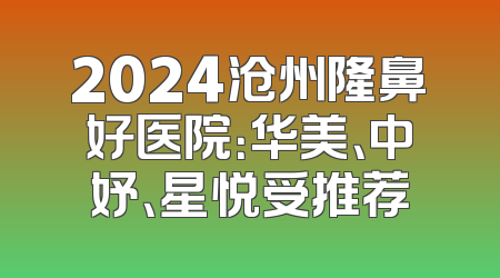 2024沧州隆鼻好医院：华美、中妤、星悦受推荐