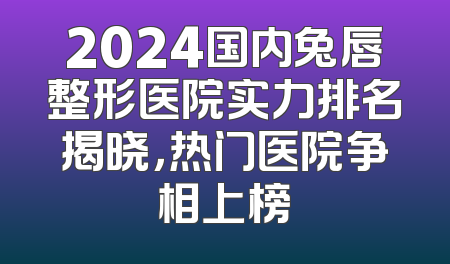 2024国内兔唇整形医院实力排名揭晓，热门医院争相上榜