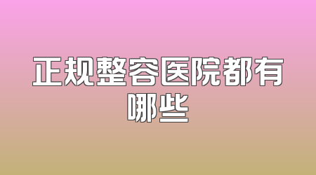 正规整容医院都有哪些