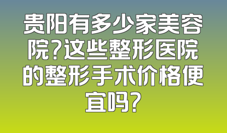 贵阳有多少家美容院？这些整形医院的整形手术价格便宜吗？