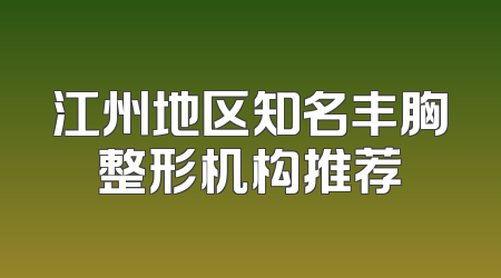 江州地区知名丰胸整形机构推荐