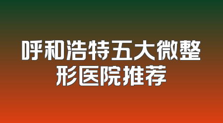 呼和浩特五大微整形医院推荐